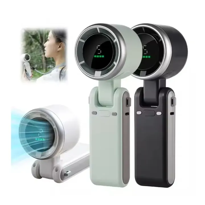 Turbo Fan HandheldRechargeable Fan Portable Mini Hand Fan USB Rechargeable Foldable Hanging Neck Fan 3600mAh USB Mini Portable Small Turbo Fan